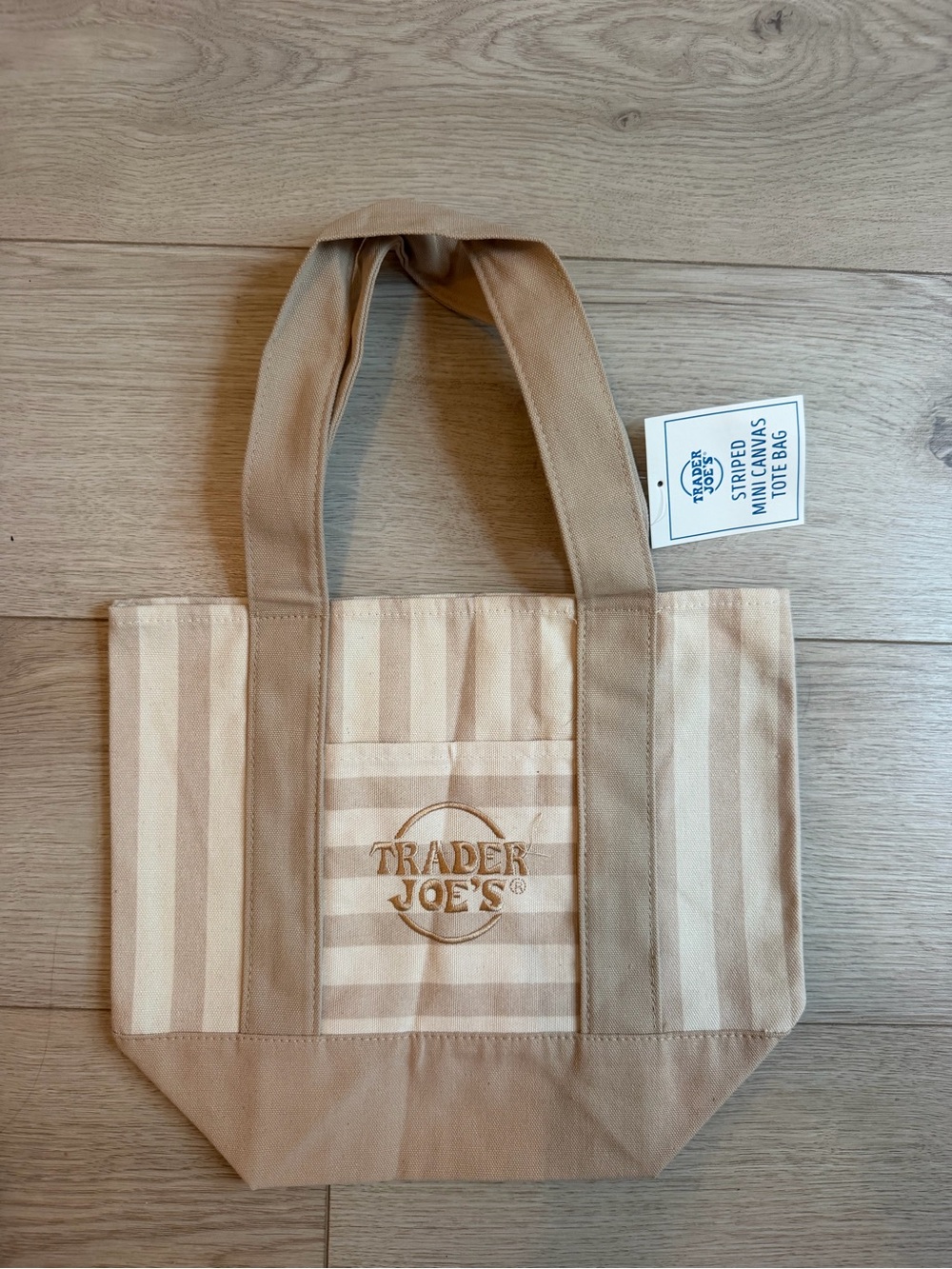 Trader Joe's Striped Mini Canvas Tote - Beige